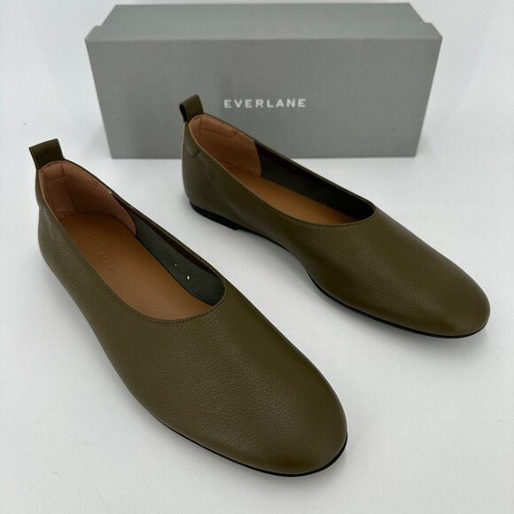 Everlane The Italian Leather Day Glove Flats in Birch Green sz 9 Women's Career - Picture 2 of 8